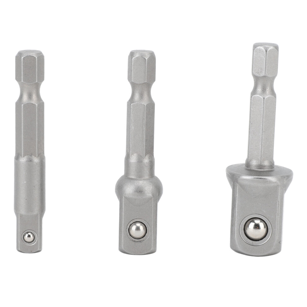 3 Pcs Drill Adapter Socket 1/4In 3/8In 1/2In Stainless Steel 643505221350