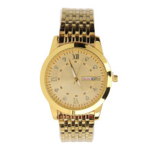 (Gold) Men Quartz Day Date Waterproof Luxury Luminous Watch Gold Alloy Band