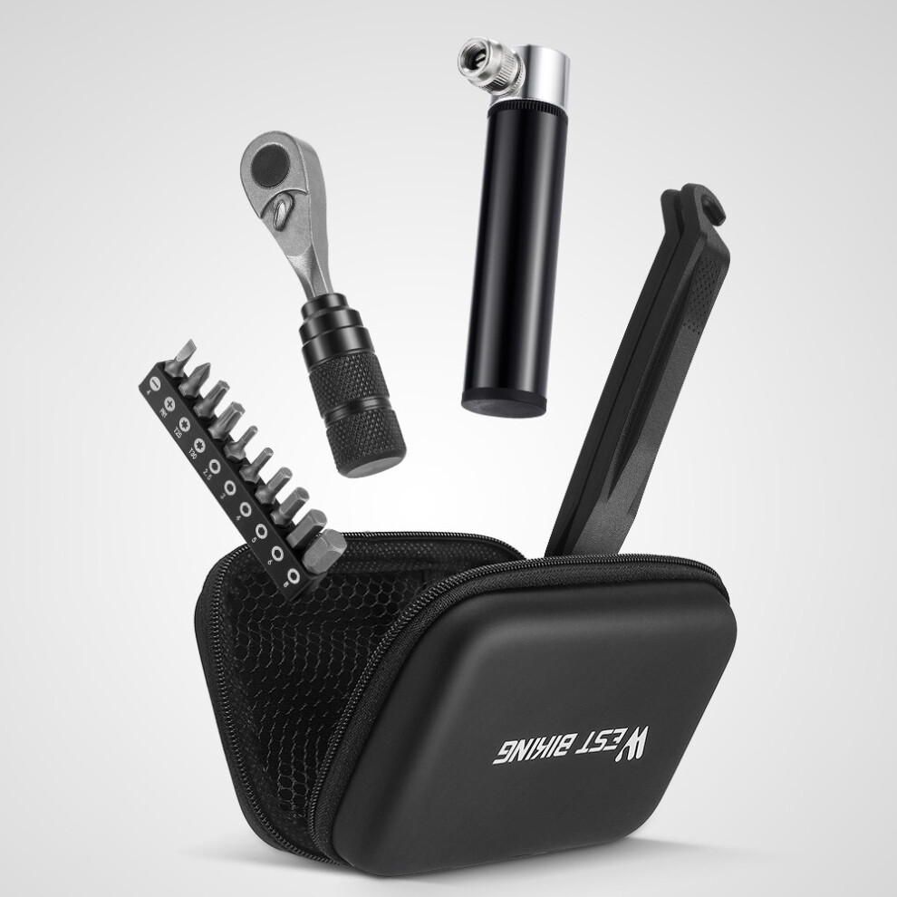 Bike Repair Kit With Aluminum Ratchet Wrench Screw Bits Tire Pry Pump 643505222944