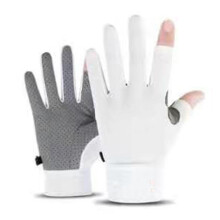 (White) Summer Ice Silk Cycling Gloves 2 Fingerless Sport M Size Pink