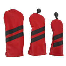 (Red) PU Club Headcovers Wood Fairway Hybrid Rotatable Label 3 Size Blue