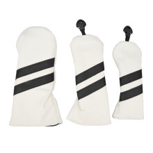 (White) PU Driver Headcover Wood Fairway Hybrid Dustproof White