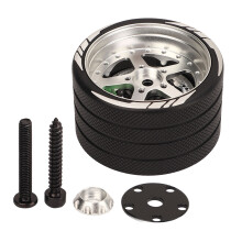 (Silver) RC Transmitter Steering Wheel Aluminum Alloy One Handed Black