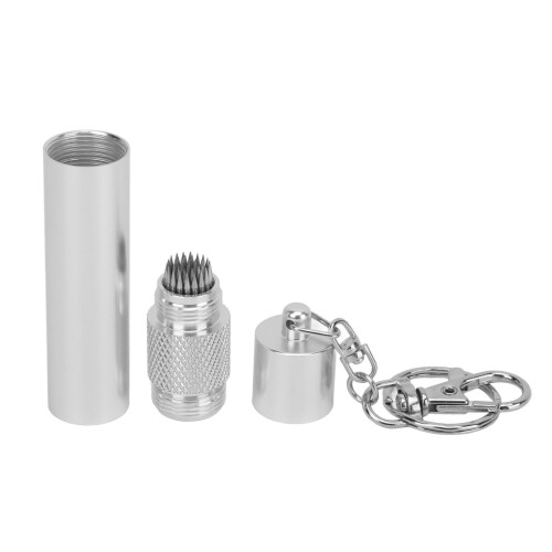 (Silver) Cue Tip Pick Tool Aluminium Alloy Black with Keychain 1