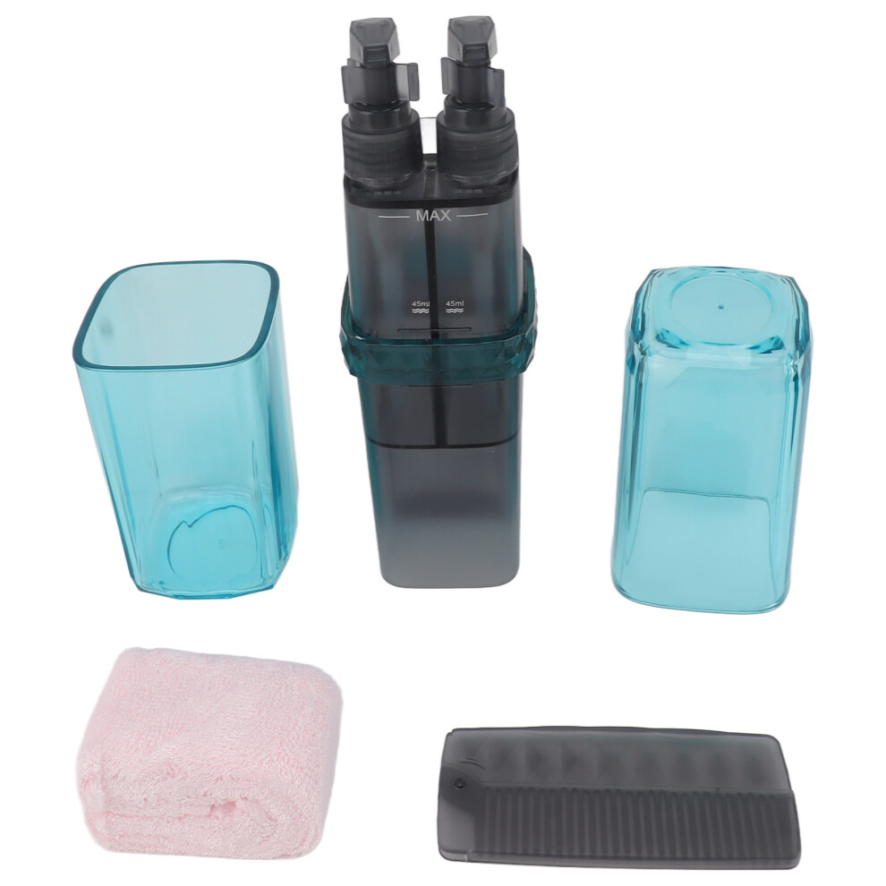 (Blue) Toothbrush Travel Case PC ABS 6 In 1 Transparent