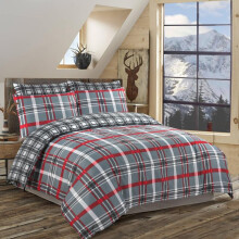 (Red Check, King) Printed Duvet Cover Set with Pillow Cases Super Soft Fluffy Quilt Covers Bedding Sets Single Double King Super King Bed Size