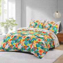 (Spring Warm, King) Printed Duvet Cover Set with Pillow Cases Super Soft Fluffy Quilt Covers Bedding Sets Single Double King Super King Bed Size