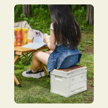 Foldable Outdoor Camping Storage Box with Wooden Lid