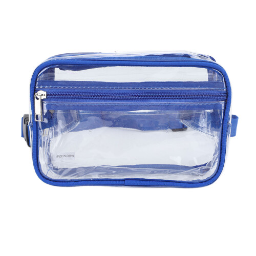 (Blue) Clear Waterproof Sling Bag Large Capacity Adjustable Strap PVC
