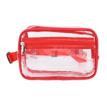 (Red) Clear Waterproof Sling Bag Large Capacity Adjustable Strap PVC