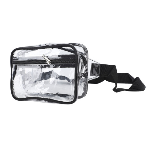 (Black) Clear Waterproof Sling Bag Large Capacity Adjustable Strap PVC 2