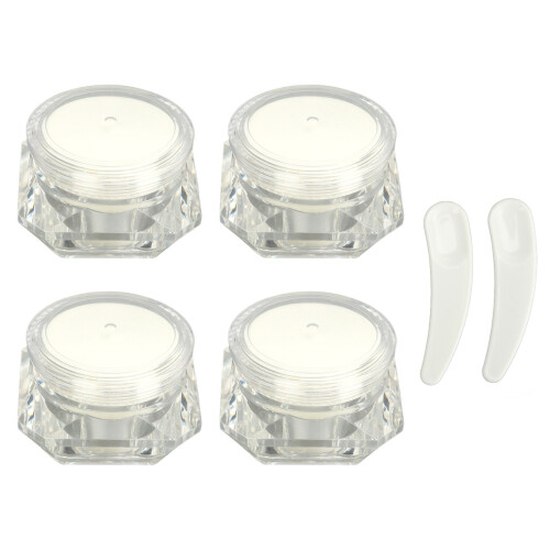 4Pcs Cream Jar Diamond Refillable Travel Plastic Makeup Container