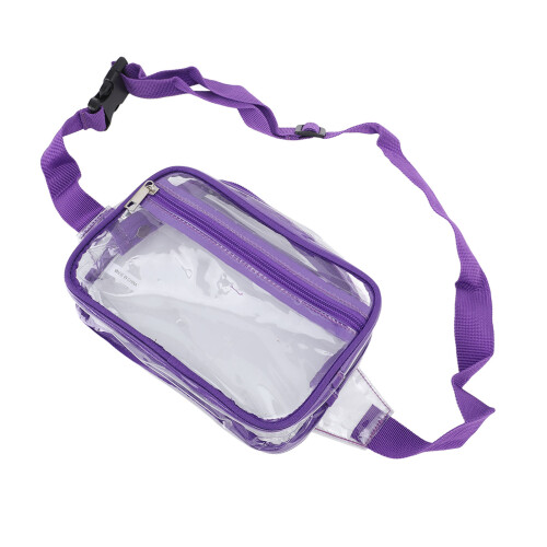 (Purple) Clear Waterproof Sling Bag Large Capacity Adjustable Strap PVC 1