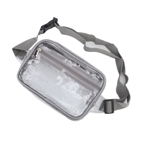 (Gray) Clear Waterproof Sling Bag Large Capacity Adjustable Strap PVC 1