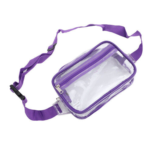 (Purple) Clear Waterproof Sling Bag Large Capacity Adjustable Strap PVC 2