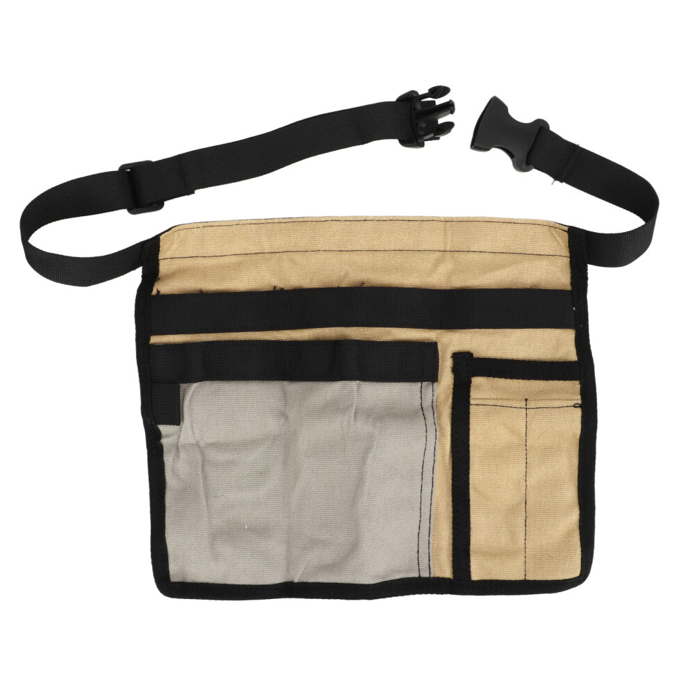 (Khaki And Gray) Garden Tool Waist Apron Multiple Pockets Oxford Cloth Adjustable Khaki 643505251715