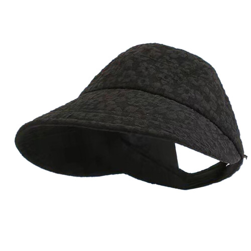 (Black) Women Sunshade Hat Half Empty Top Summer Sun Hat Hook Loop White 2