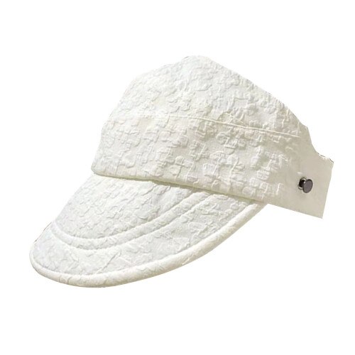 (White) Women Sunshade Hat Half Empty Top Summer Sun Hat Hook Loop White 2
