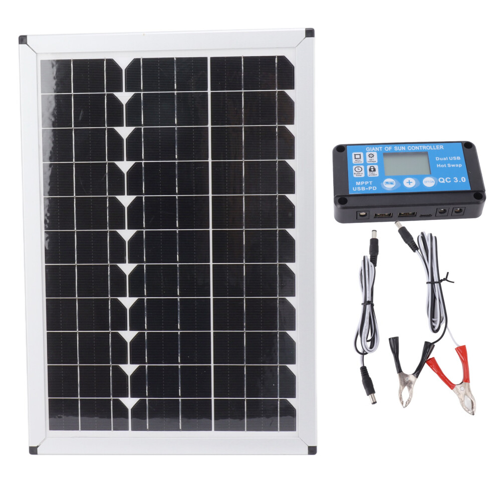 100W Monocrystalline Solar Panel 12V 24V 20A Waterproof Controller 643505257243