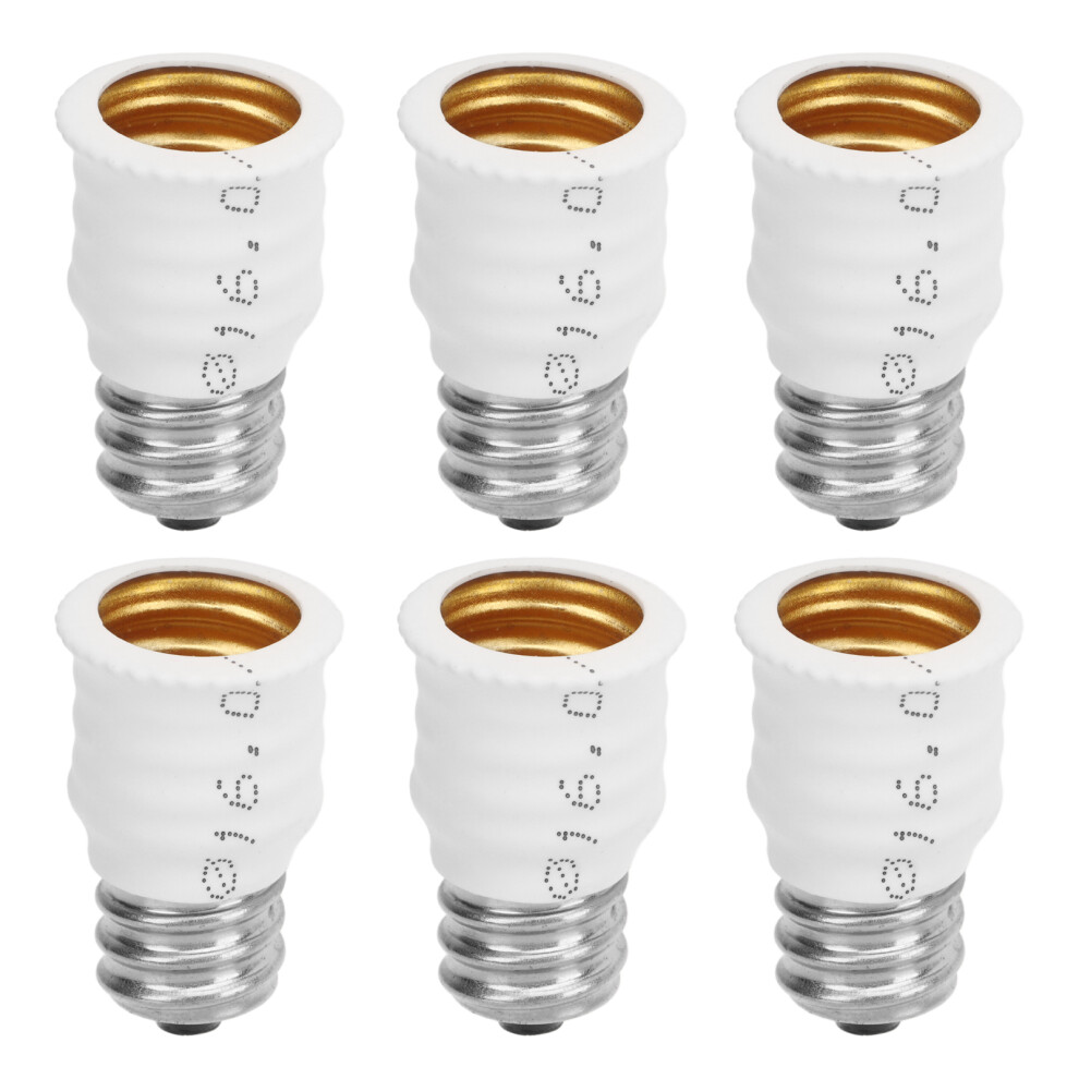(White) 6Pcs E12 To E14 Bulb Adapter White For Home Use 643505263787