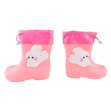Rain Boot Waterproof Adjustable Bunny Pattern Pink