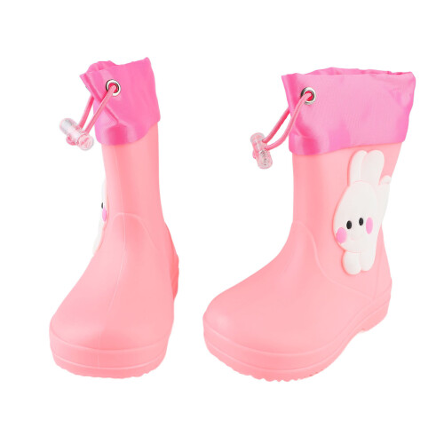Rain Boot Waterproof Adjustable Bunny Pattern Pink 1