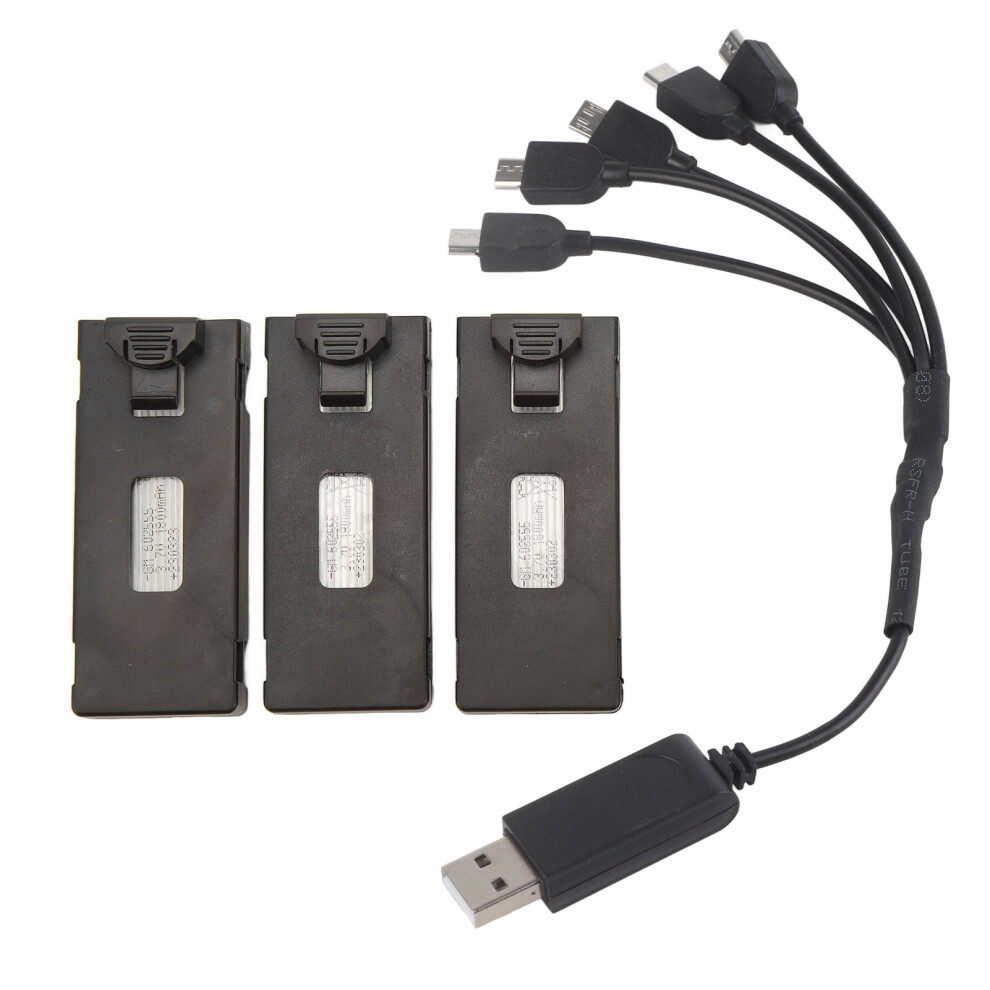 (3.7v 1800mah) 3pcs RC Aircraft Battery 2600mAh with Charger for E88 E88Pro