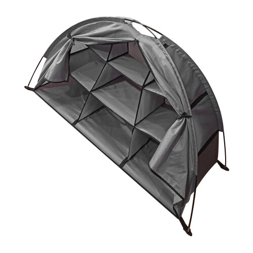 (Gray Folding) Camping Shoes Organizer 9 Shelf Foldable Brown 2