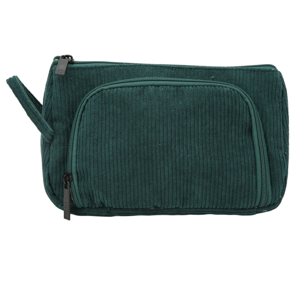 Brown (Emerald) Corduroy Cosmetic Bag Large Capacity Portable