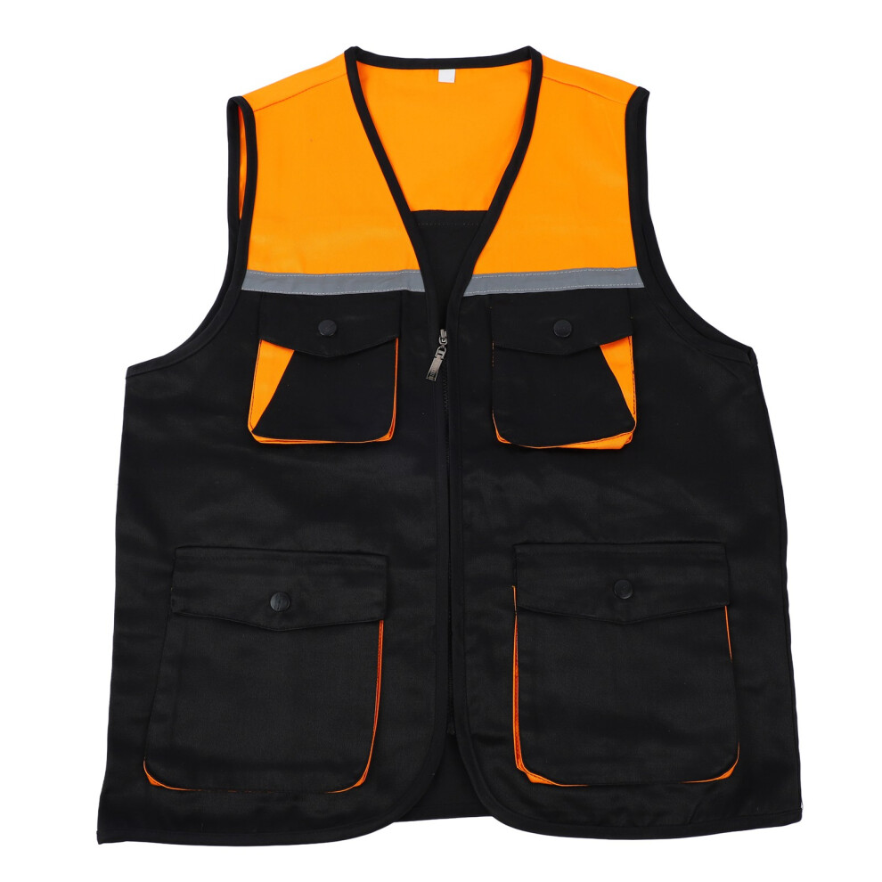 (Black with Yellow XXL) Reflective Vest 4 Pockets Zipper High Vis XL-image-OPC-PMK6GKZ-NEW