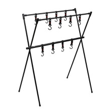 (S Black) Aluminum Hanging Rack Double Layer Tripod Outdoor Stand Black Mesh