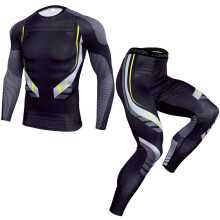 (TK174 Suit XL) Men Fitness Suit Quick Dry 2-Piece Breathable with Gel Pad L