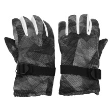 (Grey) Ski Gloves Anti Slip Waterproof Adjustable Buckle Straps Winter Grey