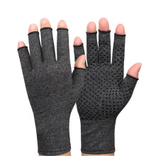 (Heather Grey M) Sports Half Finger Gloves Anti Slip Breathable Knitted Arthritis L