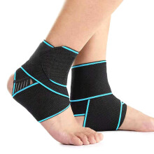 2 Pcs Ankle Brace Blue Breathable Adjustable Protector