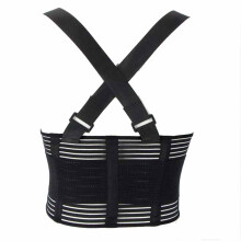 (Polyester Black) Sports Waist Brace Adjustable Lumbar Support Breathable Black