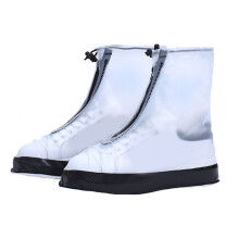 (Black White XL) 2 PCS Rainproof Shoes Covers Anti Slip Boot Covers Blue White XL