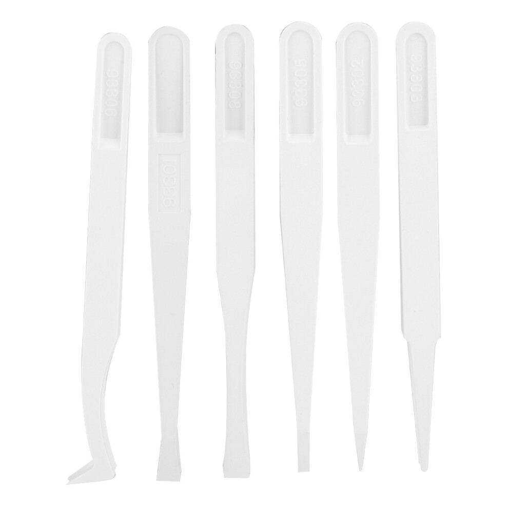 6pcs Anti-static Carbon Fiber Tweezers for Electronics Jewelry Repair