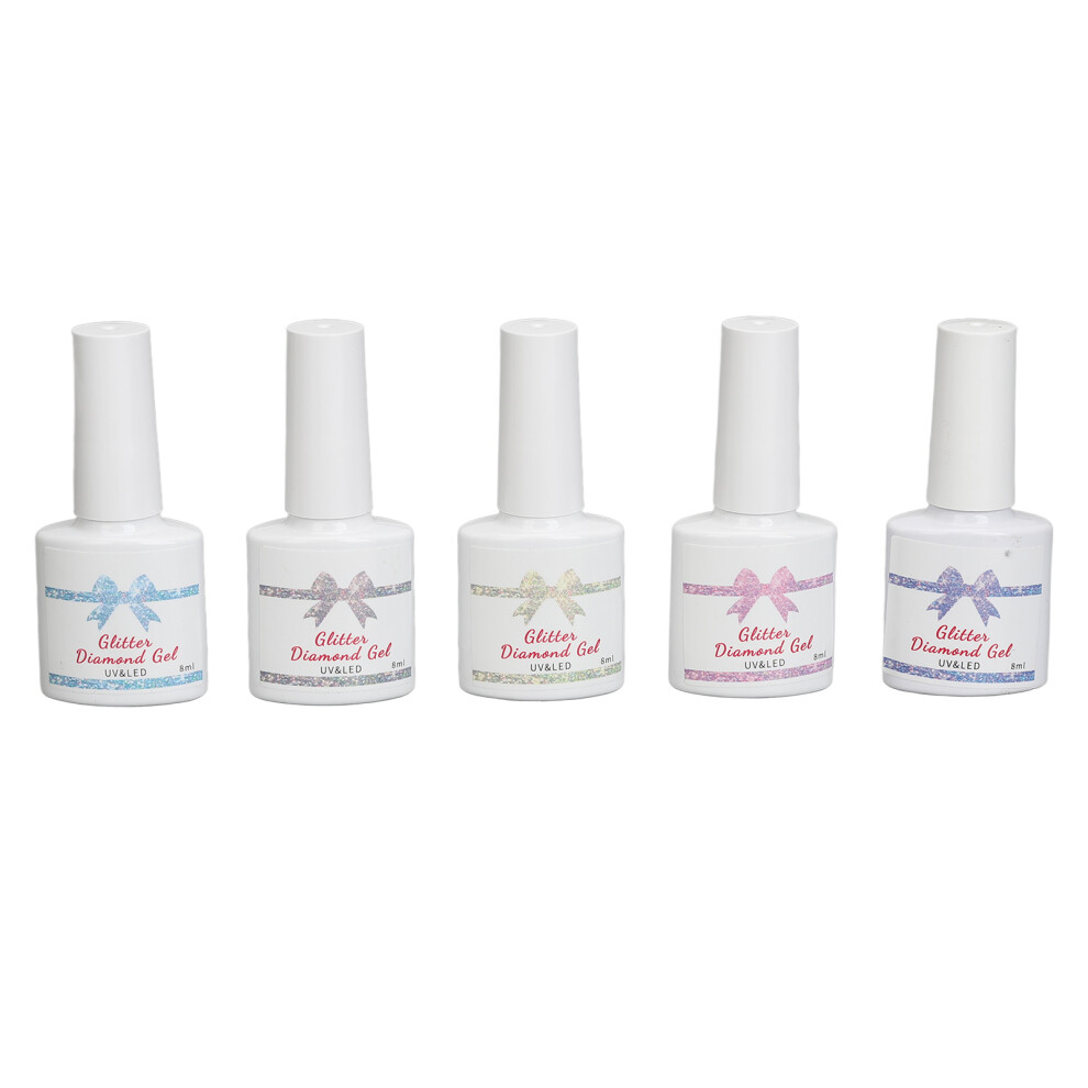 Nail Polish Glue Set 5 Colors Glitter Sparkling Sequins