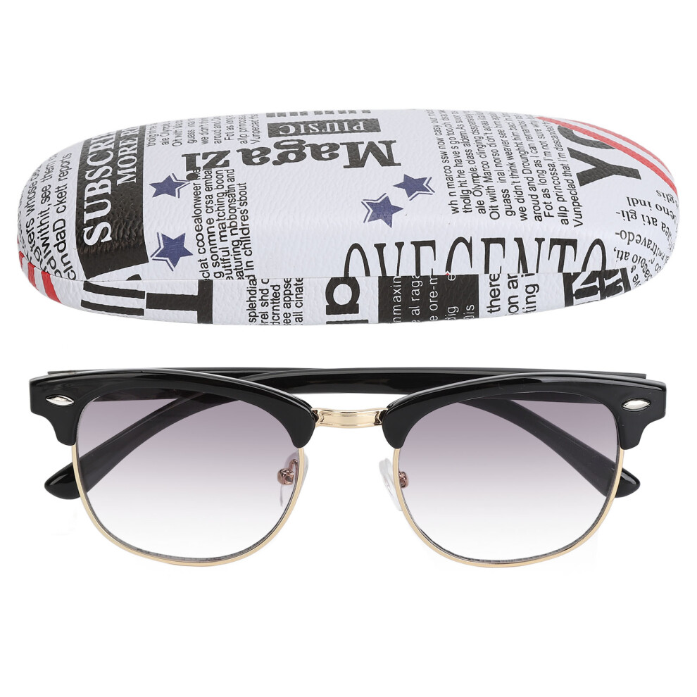 Black (Glossy Frame +100) Progressive Multifocus Reading Glasses Photochromic +1.00
