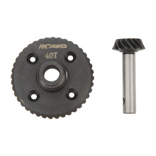 RC Bevel Gear Set 40T 14T Steel for LOSI 4WD 1/10 Black