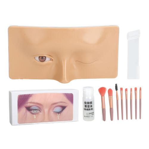 (Wheat Skin) 8pcs Pink Brush Set w/ 3D Silicone Face