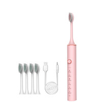 (Pink) Electric Toothbrush Soft Bristle USB Charging Sonic White