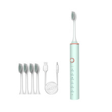 (Green) Electric Toothbrush Soft Bristle USB Charging Sonic White