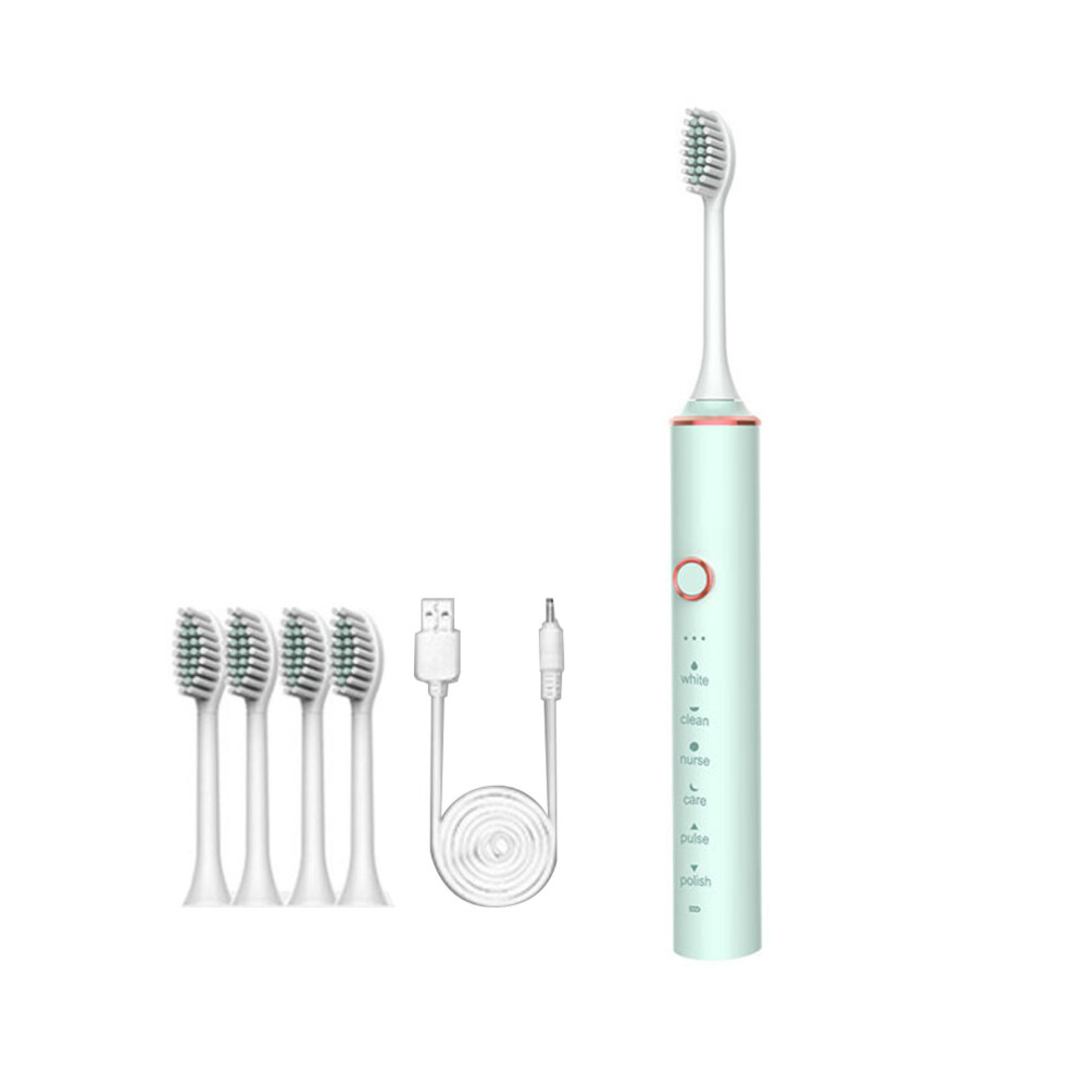 Green/White () Electric Toothbrush Soft Bristle Usb Charging Sonic