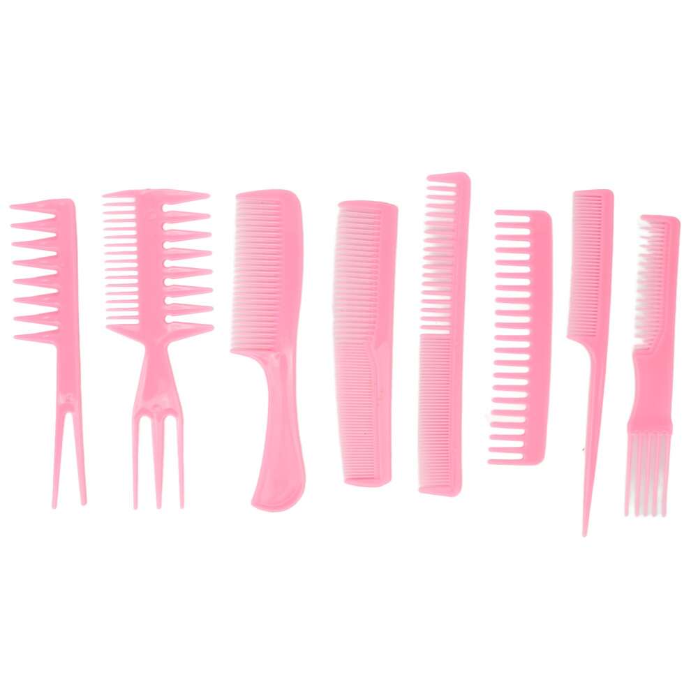 Hair Barber Comb Set Pink Wide Tooth Kit for Salon Cutting
