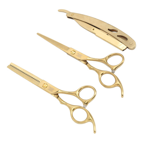 Edelstahl-Frisierschere-Set mit Barttrimmer-Halterung 1