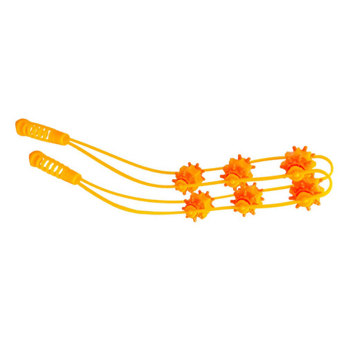 (Yellow) Portable Green Back Massage Roller Rope 2