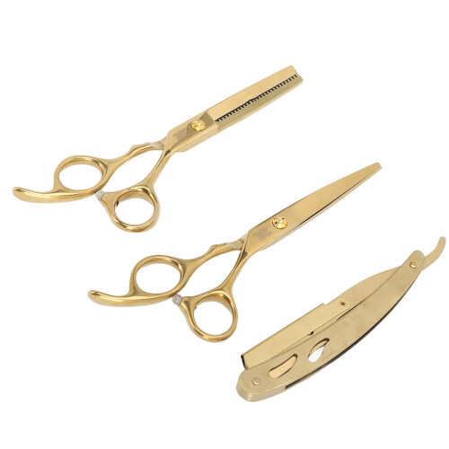Edelstahl-Frisierschere-Set mit Barttrimmer-Halterung 2
