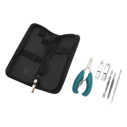 7pcs Nail Clippers Set Dead Skin Fork Forceps Scraper Tools Bag 2